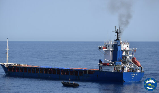 Italian Flagship San Giorgio boarded the Togo-flagged merchant vessel Cileen M