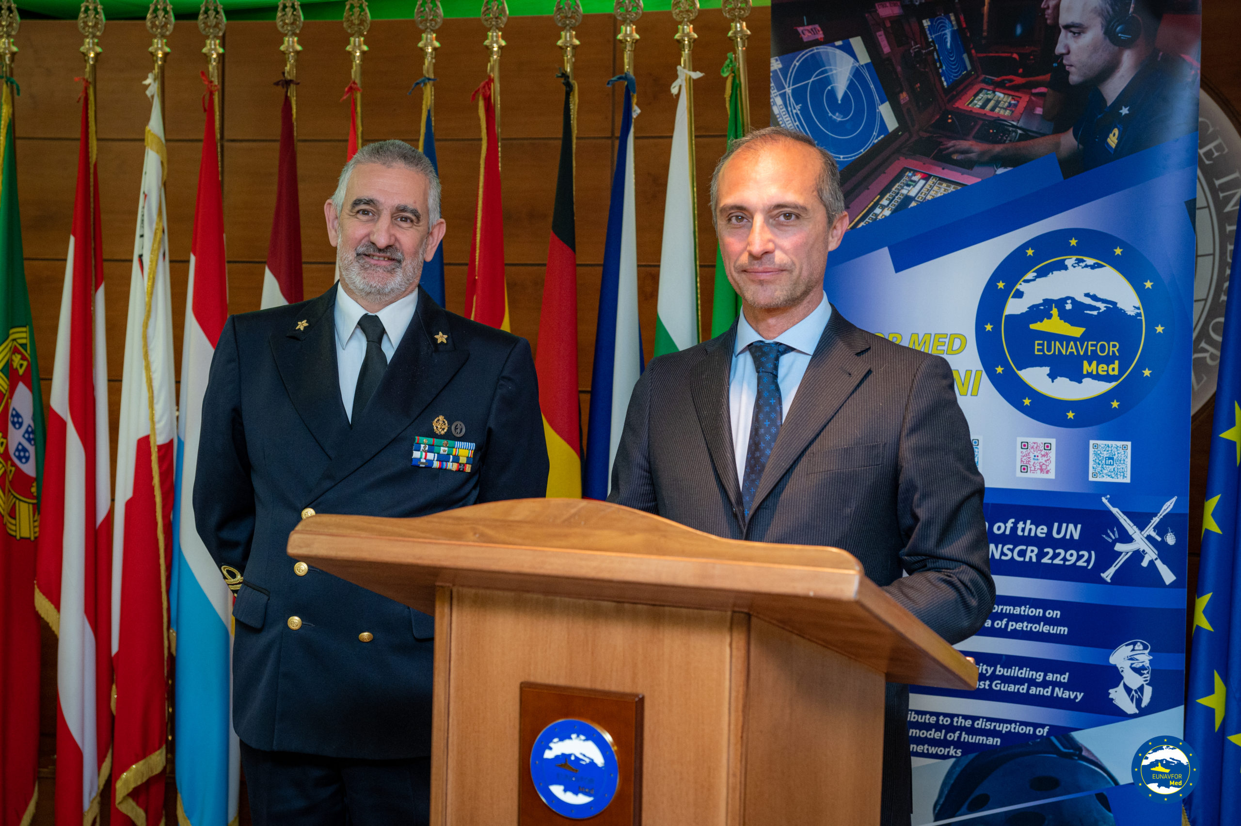 Rear Admiral Turchetto with Min.Pl. Alberini